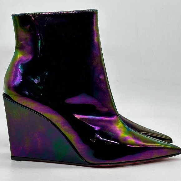Christian Louboutin CONDORAGE BOOTY 85 Iridescent Wedge Heel Ankle Boots - Picture 5 of 14